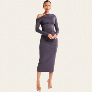 Meshki Christabel Recycled Nylon Ruched Midi Dress